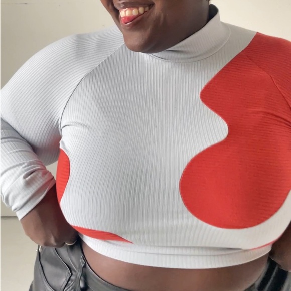 Ization Studios Squiggle Long Sleeve in Red/ Periwinkle 2X - Picture 4 of 10